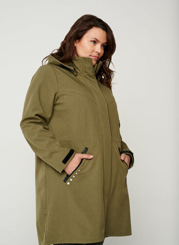 Lange Softshell Jacke mit Kapuze, Ivy green, Model image number 0