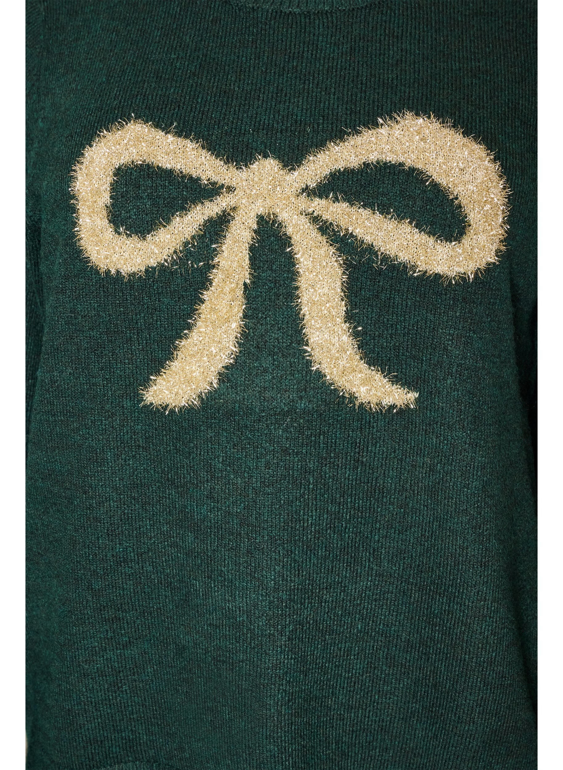 ZizziPullover mit Glitzerschleife, Gr&uuml;n, Packshot image number 2