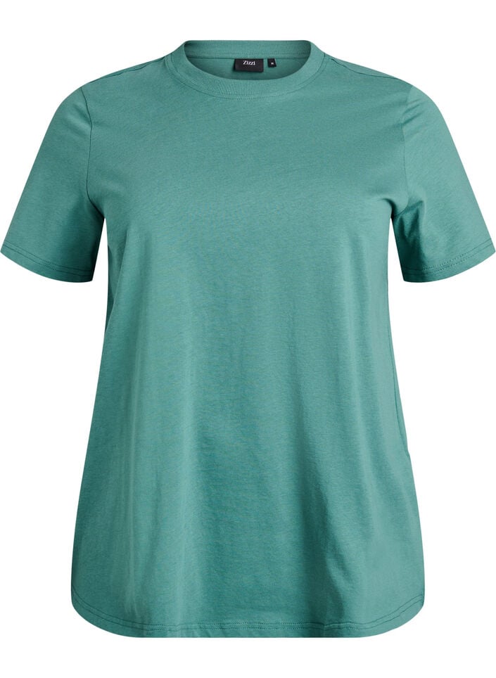 Basic-T-Shirt aus Baumwolle mit Rundhalsausschnitt, Gr&uuml;n, Packshot image number 0