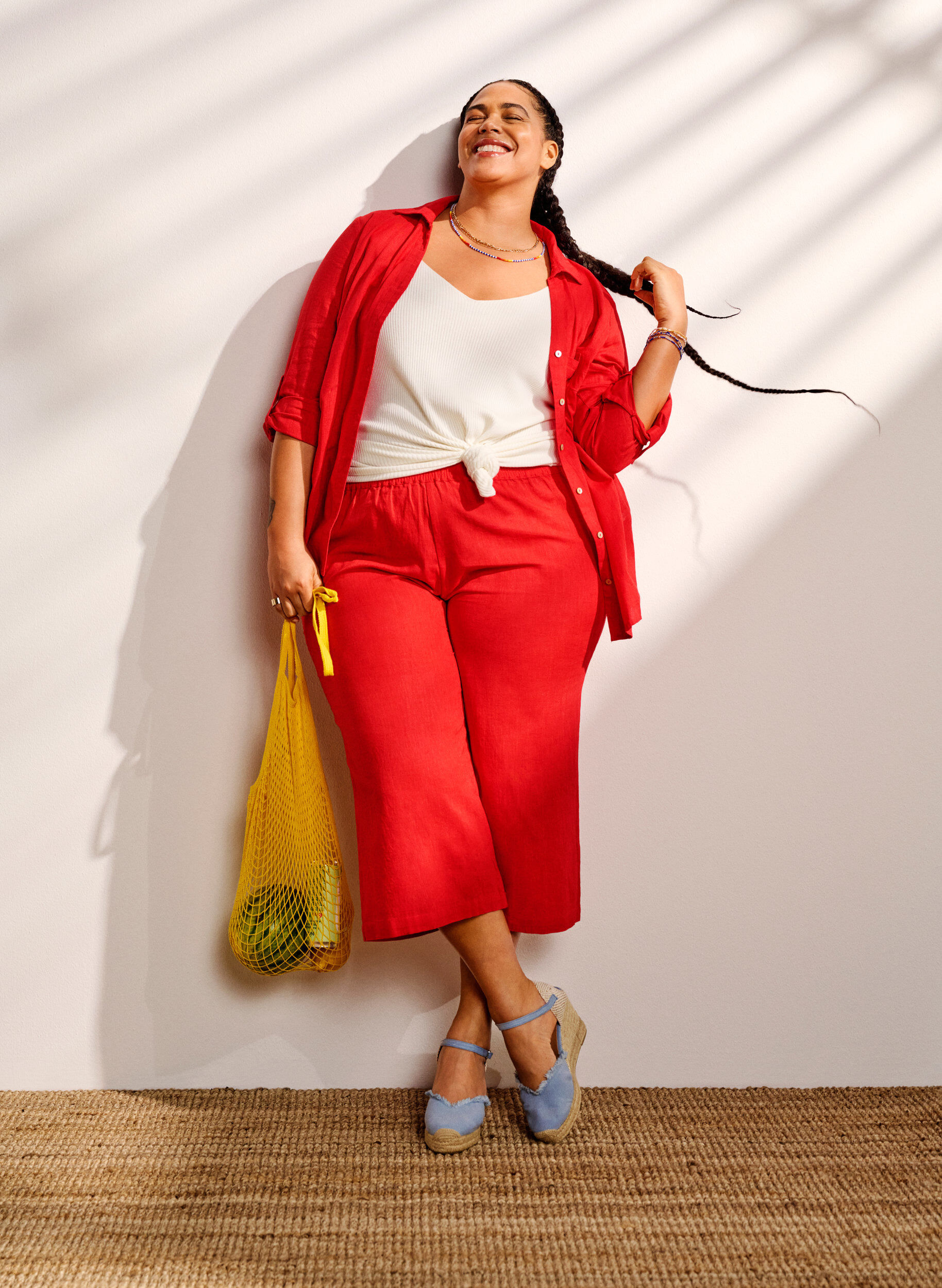 Zizzi Hemdbluse mit Knopfverschluss in Baumwoll-Leinen-Mischung, Hibiscus, Image image number 0