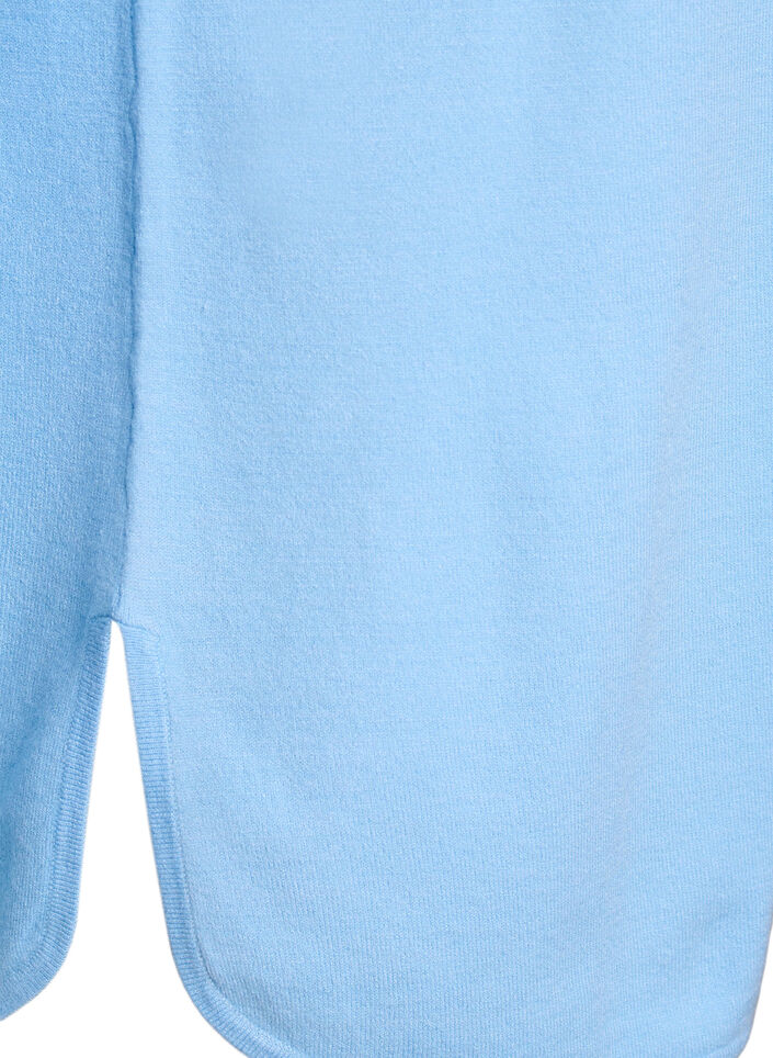 Strickbluse mit Rundhalsausschnitt und Strickmuster, Blau, Packshot image number 3