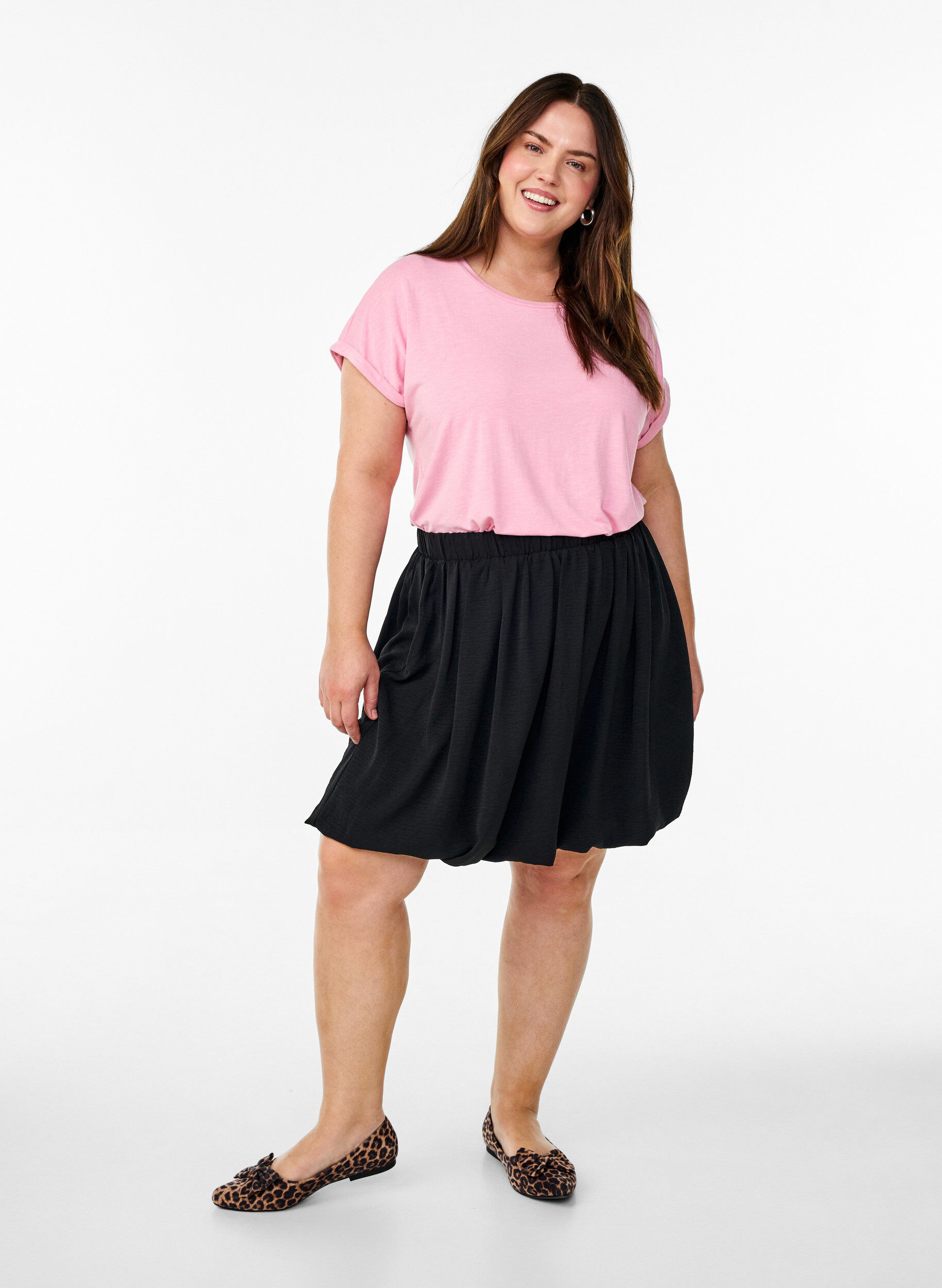 Zizzi Lockeres T-Shirt mit Rundhalsausschnitt, Pink, Model image number 1