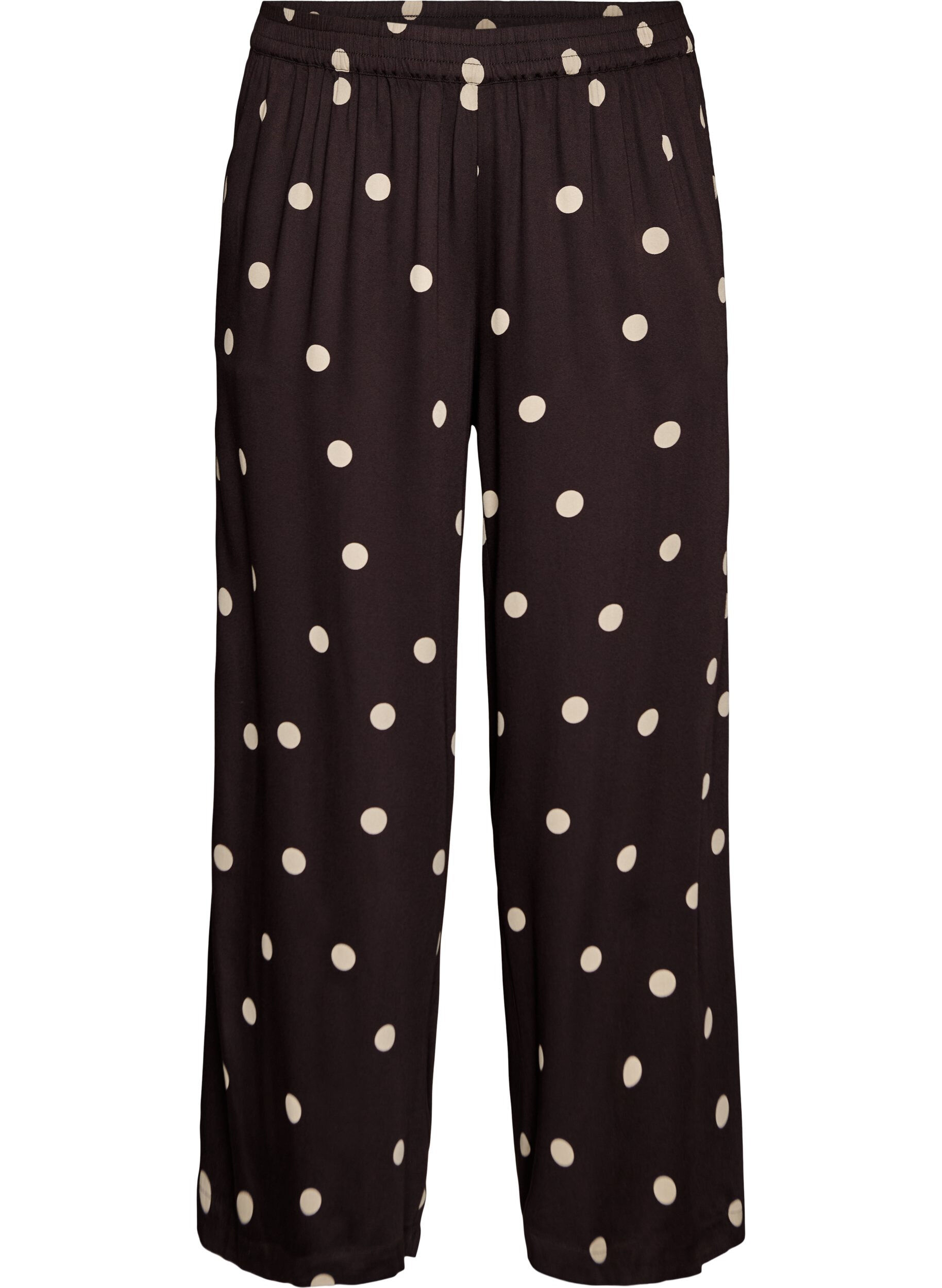 ZizziHose aus Viskose mit Polka Dots und weitem Bein, Braun, Packshot image number 0