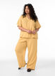 Hoch taillierte Hose aus Baumwoll-Musselin mit weitem Bein, Gelb, Model image number 0