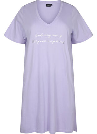 Organische Baumwoll-Nachthemd mit V-Ausschnitt (GOTS), Lavender Decide, Packshot image number 0