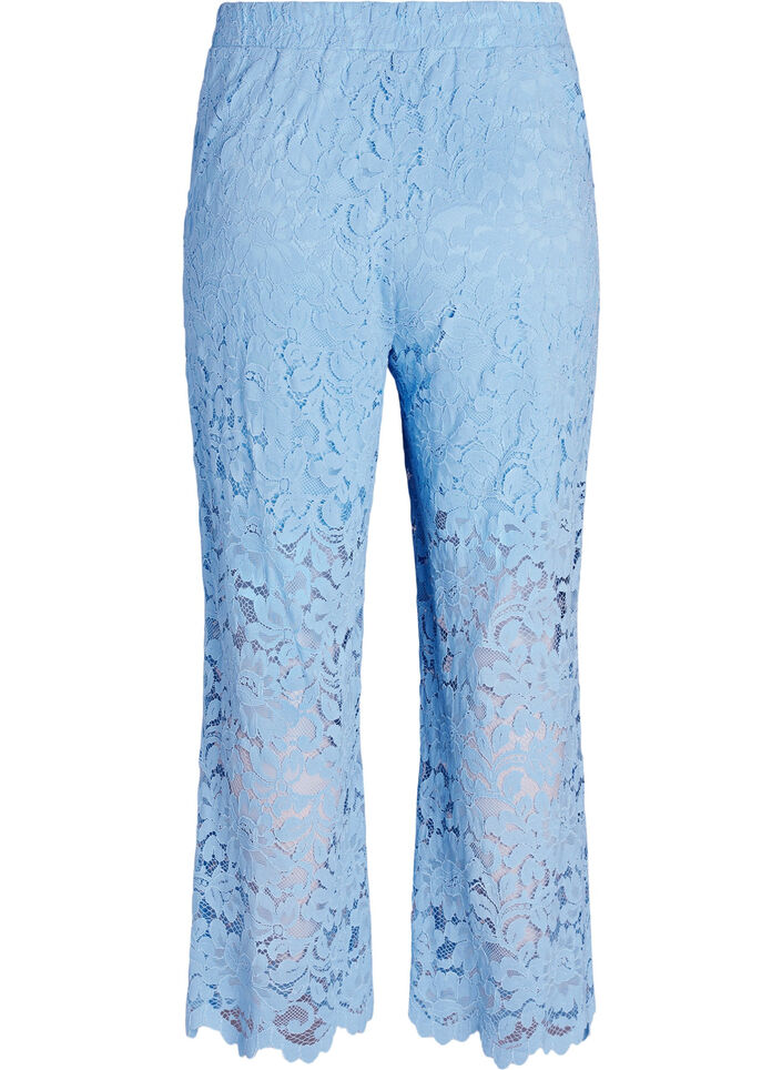 Hoch taillierte Spitzenhose mit geraden Beinen, Blau, Packshot image number 1