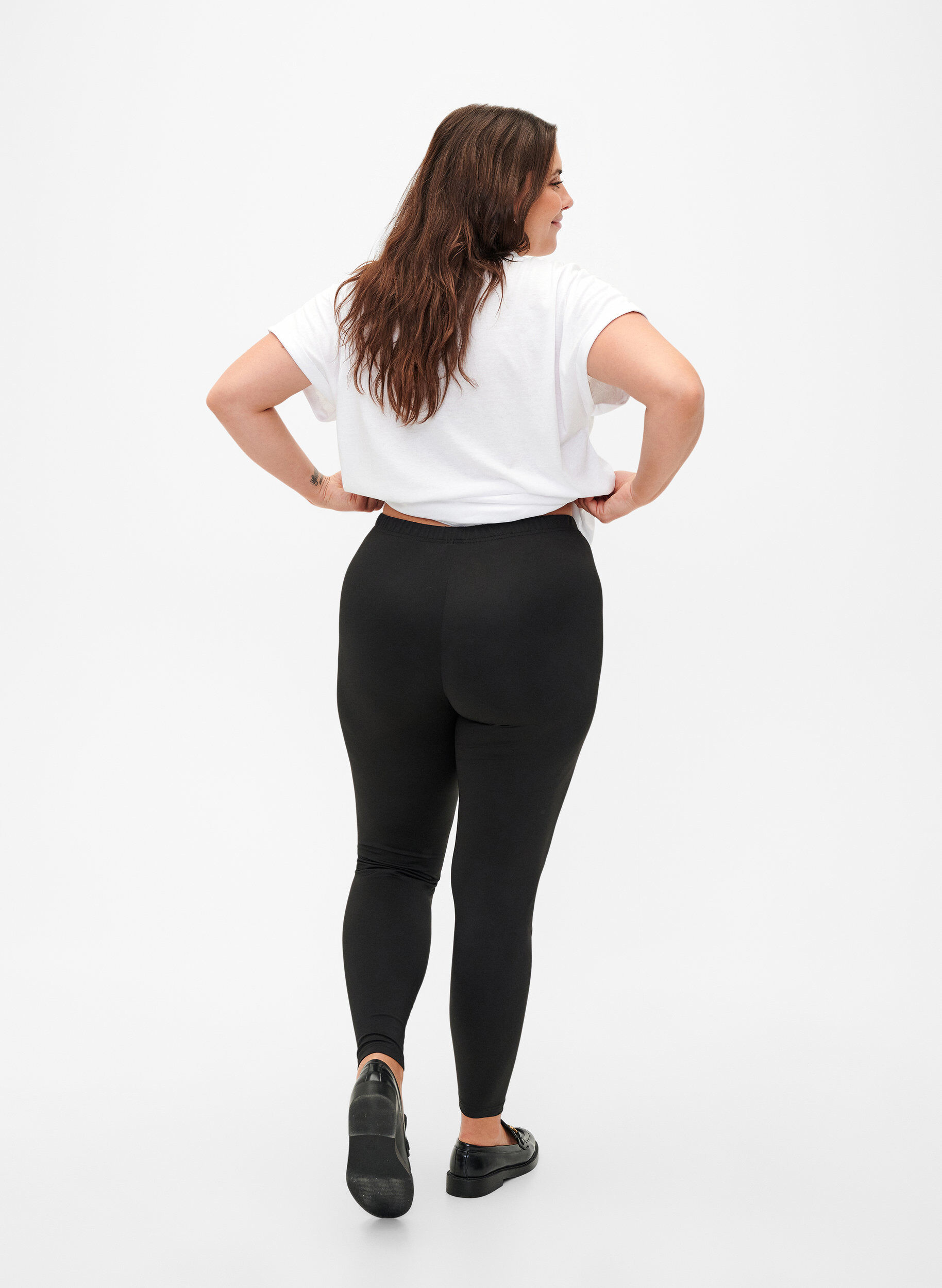 Zizzi 2-pack Basic Leggings, Schwarz, Model image number 2
