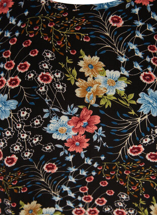Blusenshirt mit kurzen Ärmeln, Black flower aop, Packshot image number 2