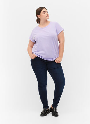 Kurzärmeliges T-Shirt aus einer Baumwollmischung, Lavender, Model image number 2