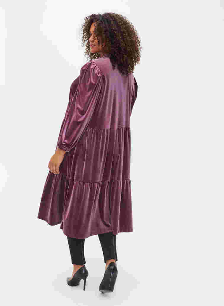 Kleid aus Velours mit Rüschenkragen und 3/4-Ärmeln, Winetasting, Model image number 1