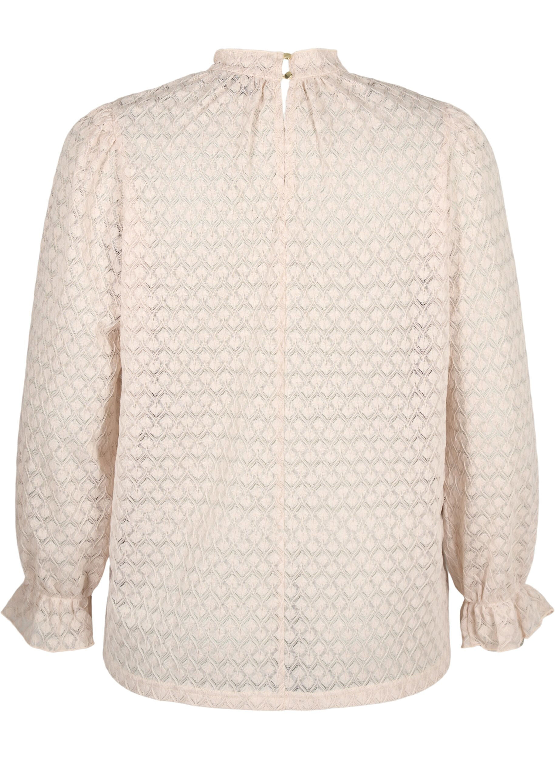 Zizzi Lang&auml;rmelige Bluse mit gemusterter Textur, Whisper Pink, Packshot image number 1