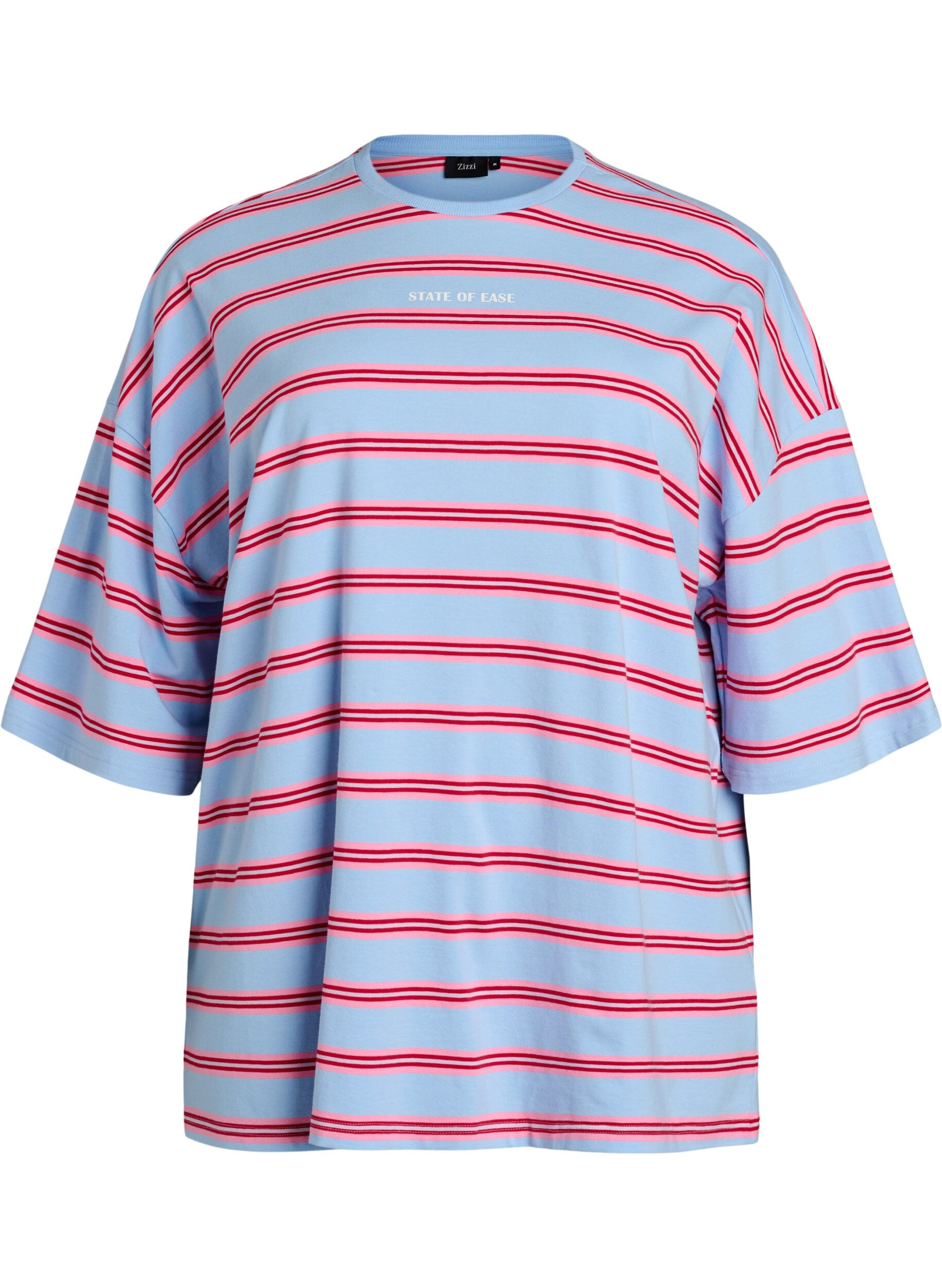 Zizzi Oversize-T-Shirt mit Streifen und 1/2-&Auml;rmeln, Blau, Packshot image number 0