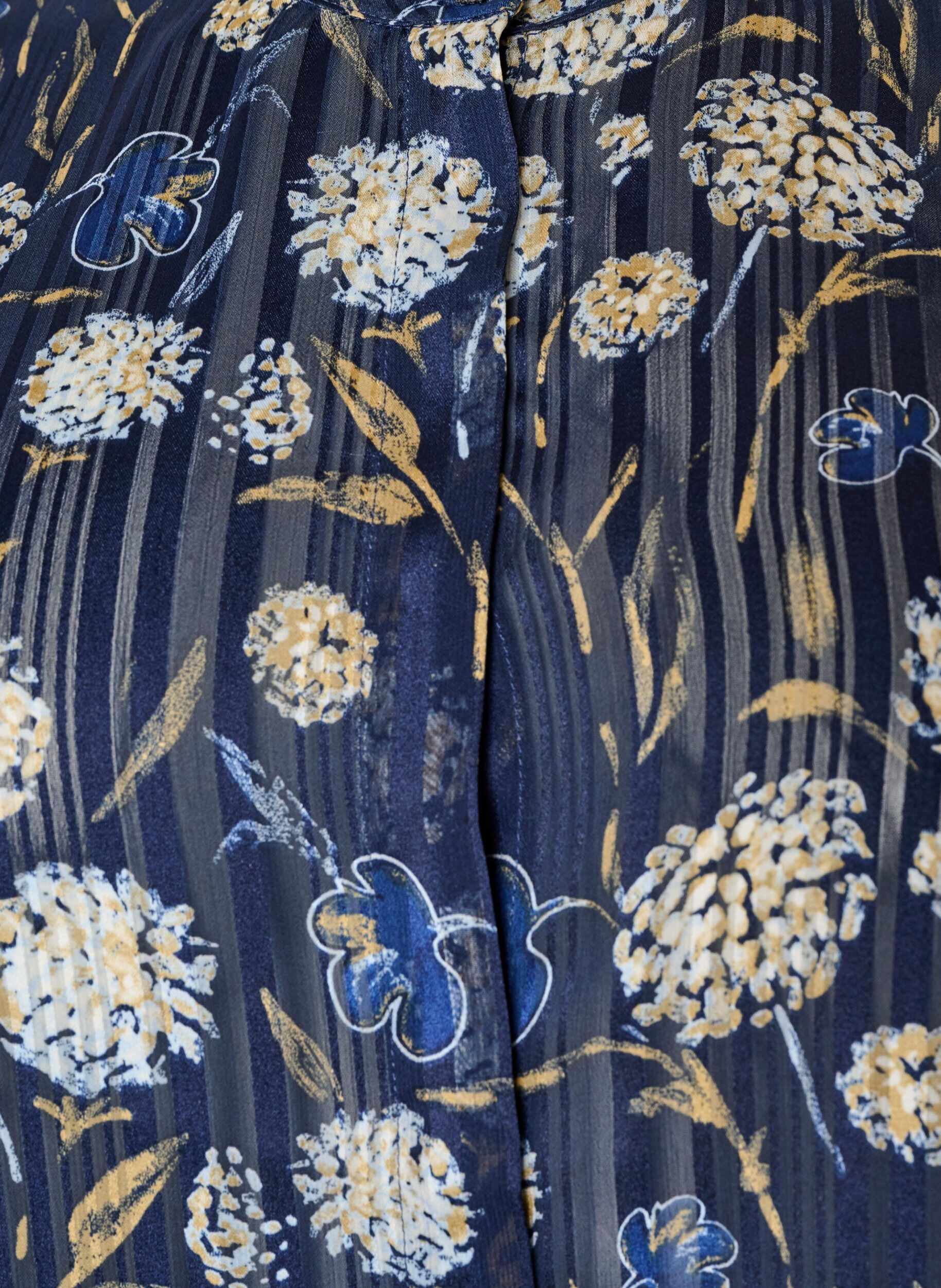 ZizziGemusterte Bluse mit Stehkragen und 3/4-&Auml;rmeln, Blau, Packshot image number 2