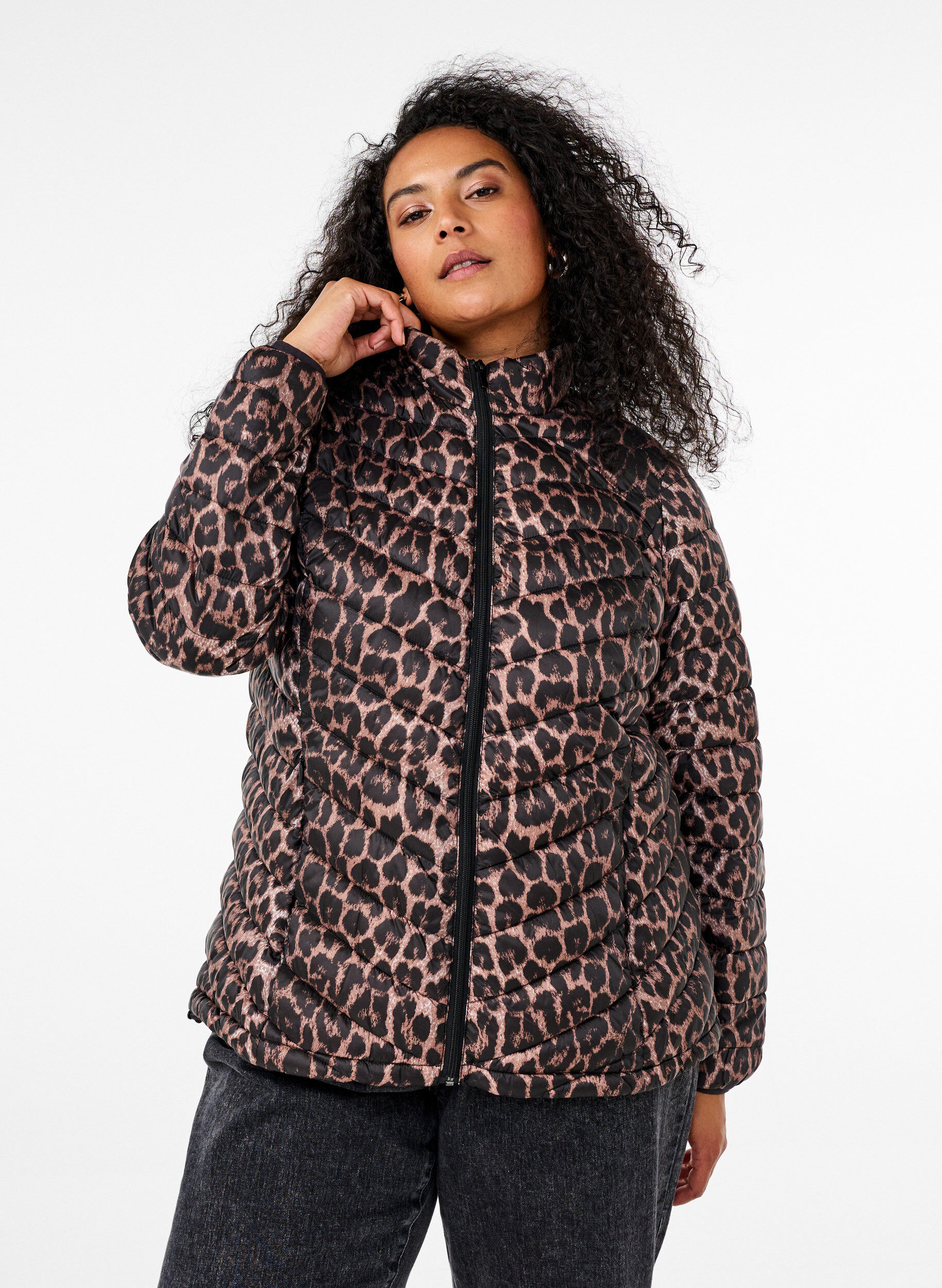 Zizzi Leichte Jacke mit Taschen, Braun, Model image number 0