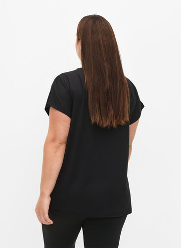 Trainingsshirt mit kurzen Ärmeln und Print, Black/Sugar Plum, Model image number 1