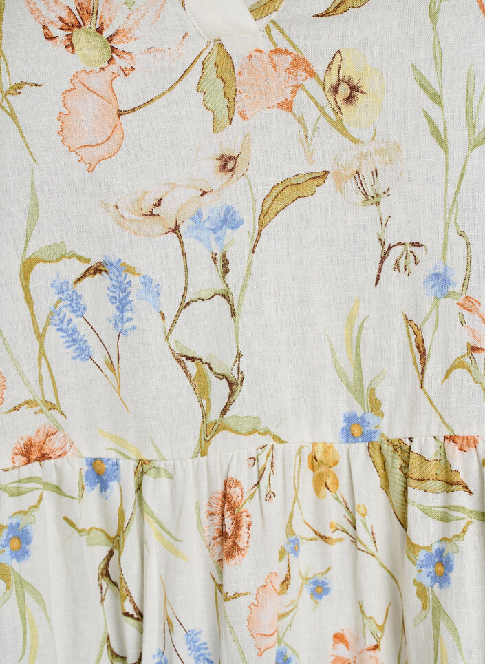 Knielanges A-Linien-Kleid aus Leinen und Viskose, Vanille, Packshot image number 2