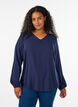 Bluse aus Viskose mit V-Ausschnitt und abgerundetem Saum, Blau, Model image number 0