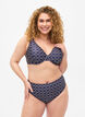 Hoch tailliertes Bikini-Unterteil mit Aufdruck, Blau, Model image number 0