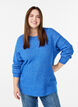 Melierte Strickbluse mit Rundhalsausschnitt, Blau, Model image number 0