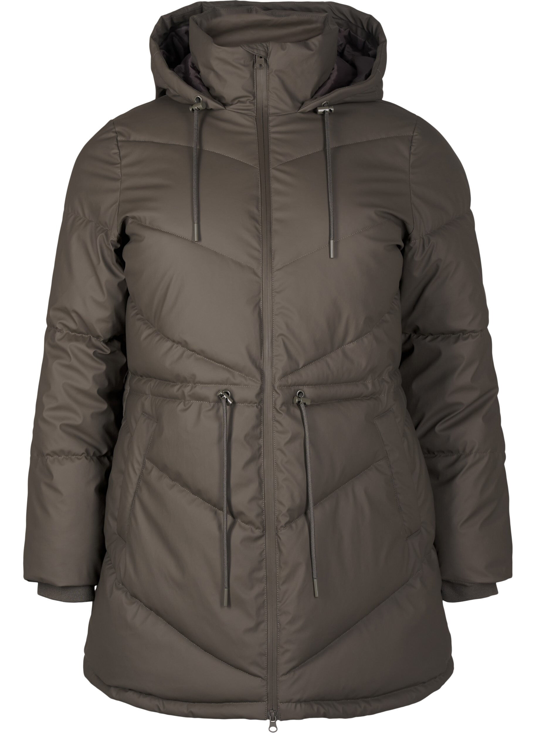 Zizzi Wasserabweisende Steckenjacke mit Kapuze, Braun, Packshot image number 0