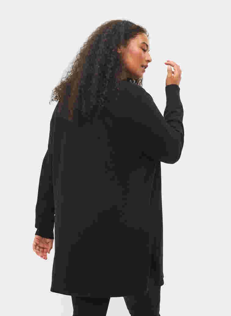 Strickcardigan mit Seitenschlitz und Rippung, Black, Model image number 1