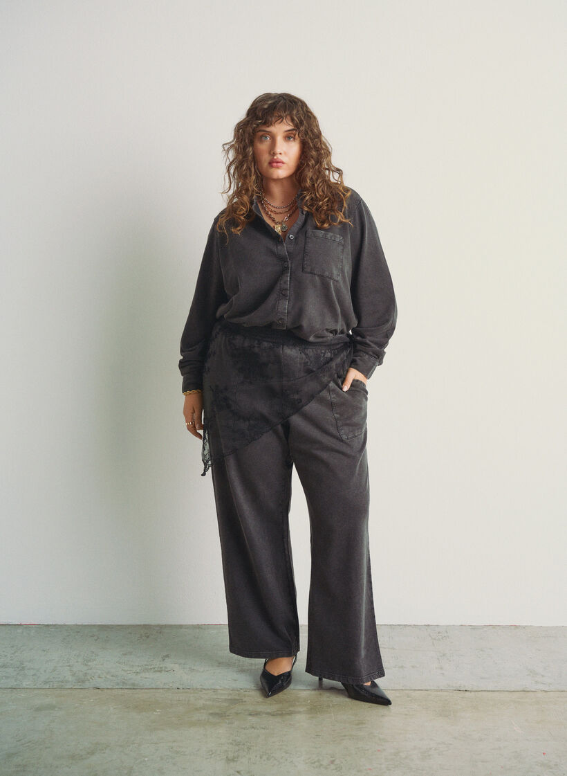 Shirt aus Sweatstoff mit Washed-Effekt, Grau, Image image number 0