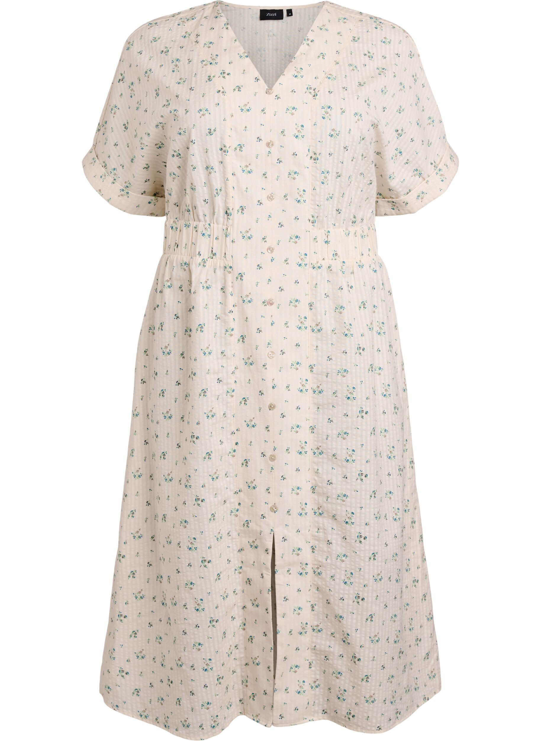 Midikleid mit kurzen &Auml;rmeln und vorderem Schlitz