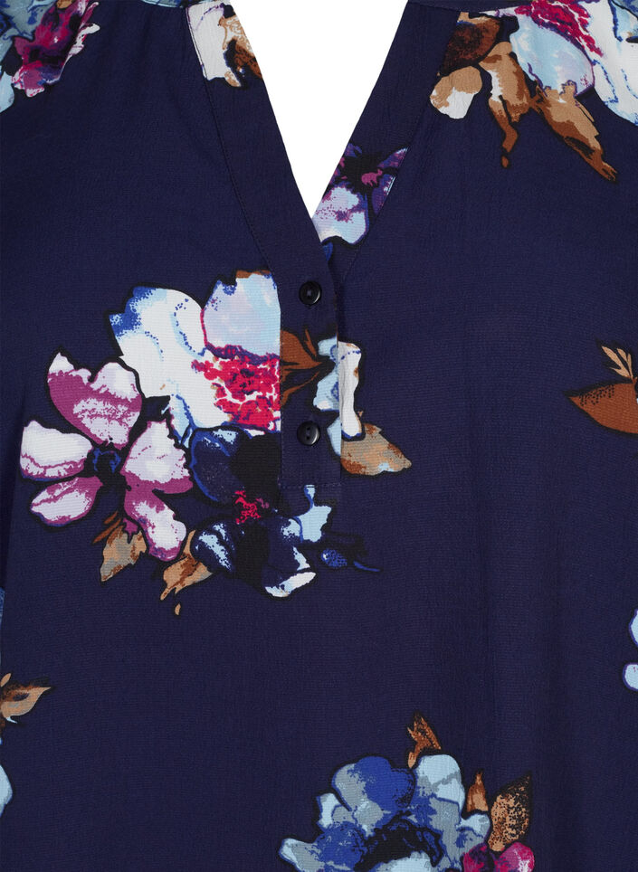 FLASH - Lang&auml;rmelige Bluse mit Print, Big Blue Flower, Packshot image number 2