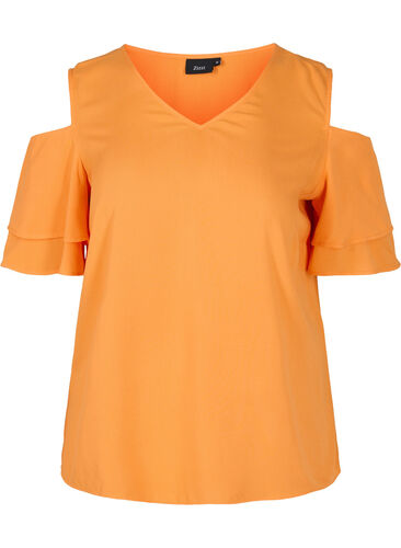 Kurzärmelige Bluse aus Viskose, Orange Peel, Packshot image number 0