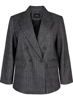 Blazer aus Wollmischung mit Taschen - Grau - Gr. M - Zizzi