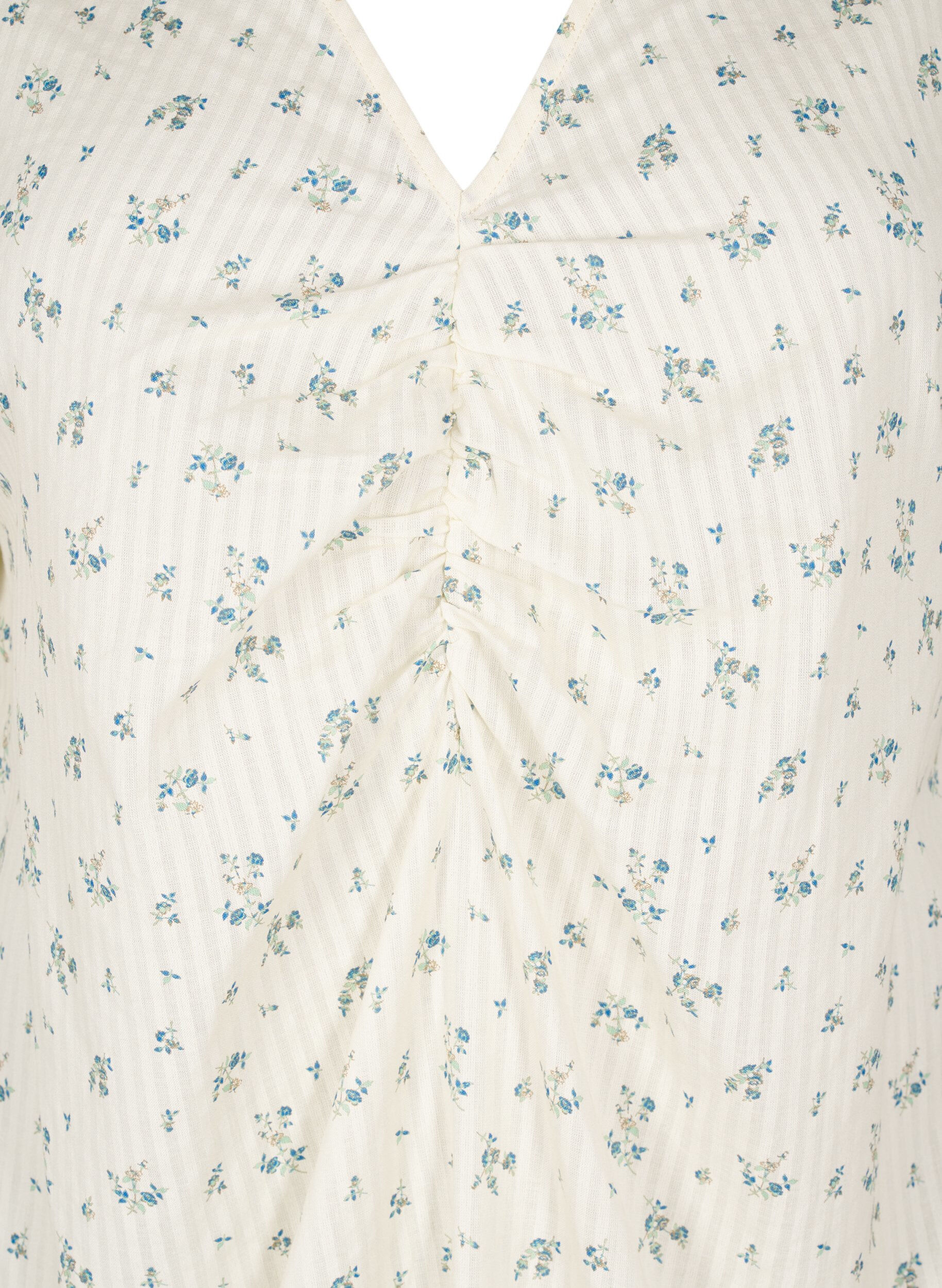 Zizzi Bluse mit kurzen Puff&auml;rmeln und Raffung, Wei&szlig;, Packshot image number 2