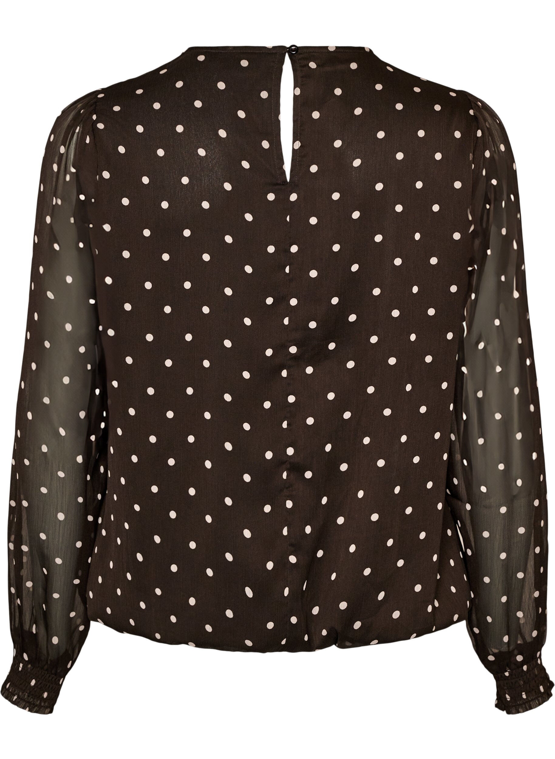 ZizziGepunktete Bluse aus Chiffon mit transparenten &Auml;rmeln, Braun, Packshot image number 1