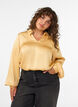 Bluse mit Hemdkragen und V-Ausschnitt, Gelb, Model image number 0