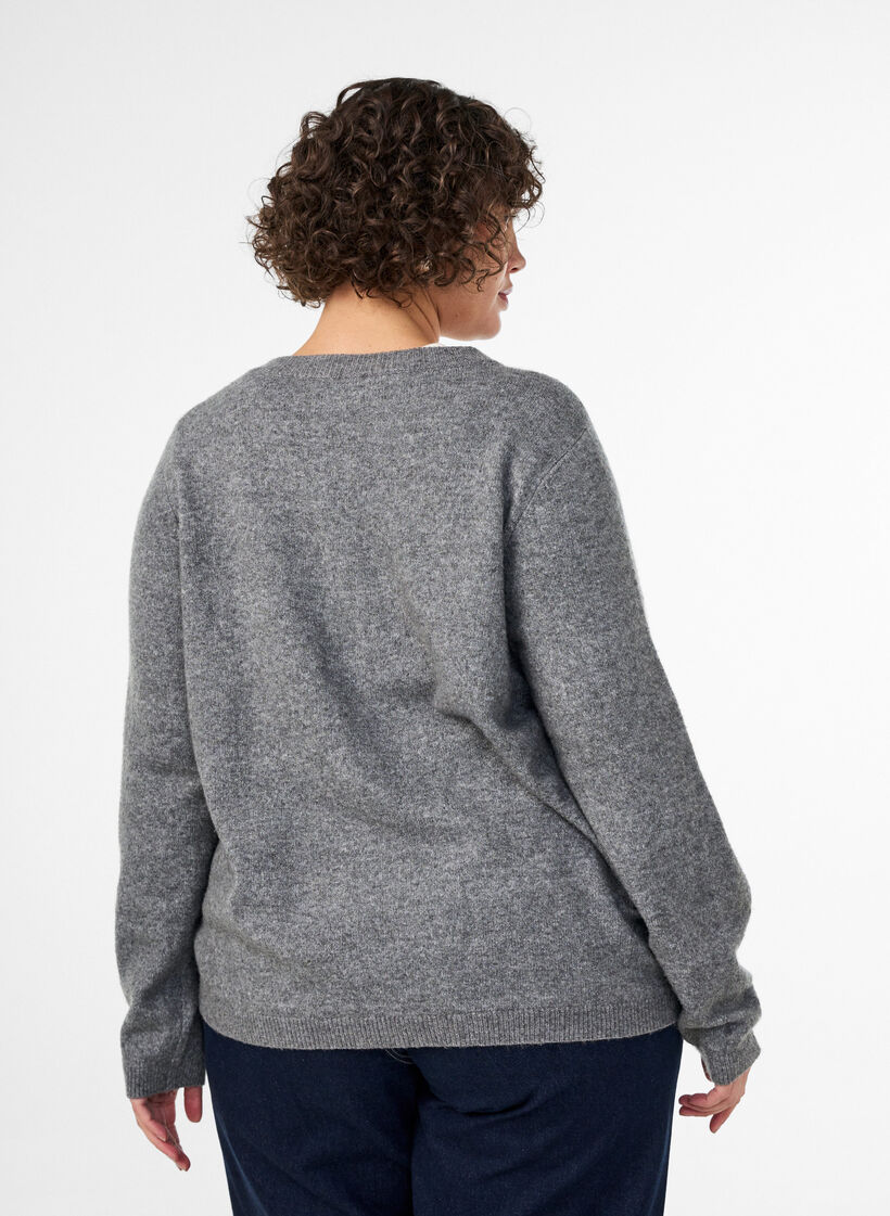 Strickjacke mit Kn&ouml;pfen und abgerundeter Vorderseite, Grau, Model image number 2