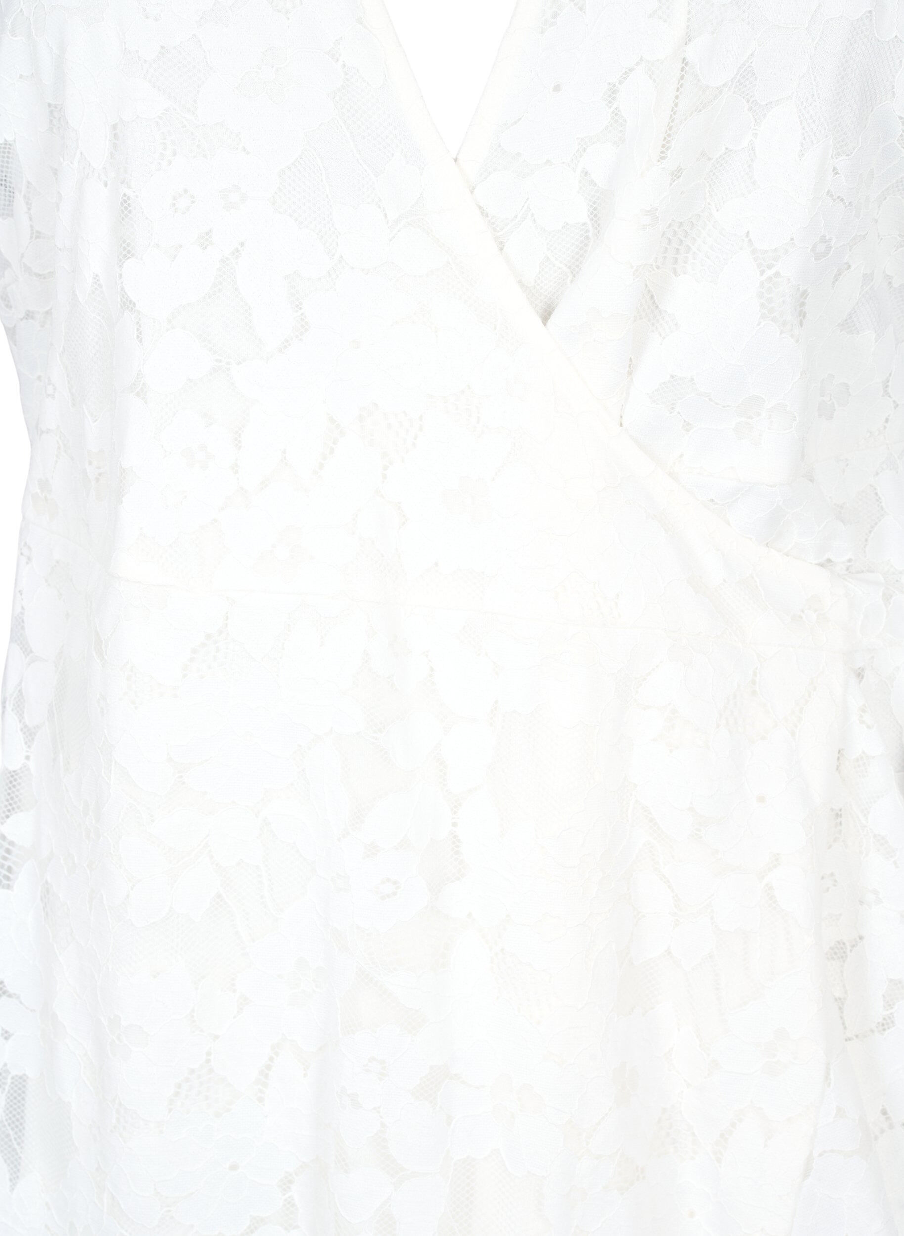 Zizzi Wickelkleid mit Spitze und kurzen &Auml;rmeln, Bright White, Packshot image number 2