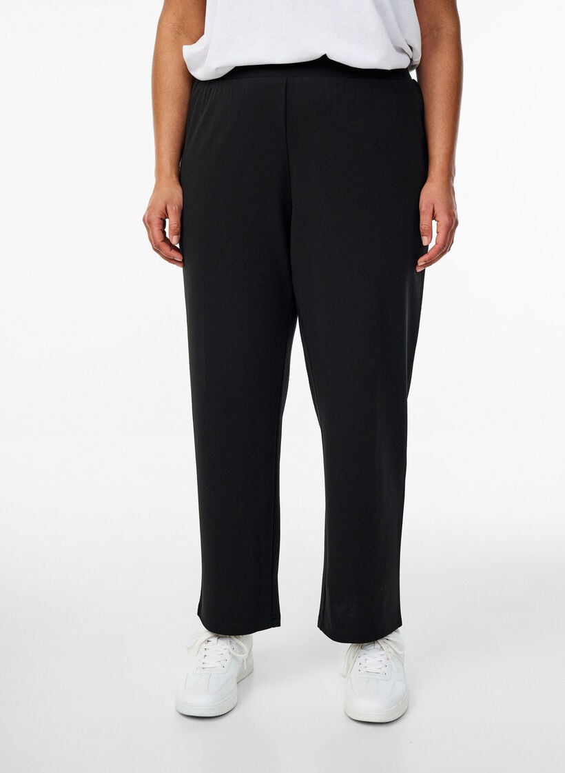 Hose mit gerader Passform, Schwarz, Model image number 2