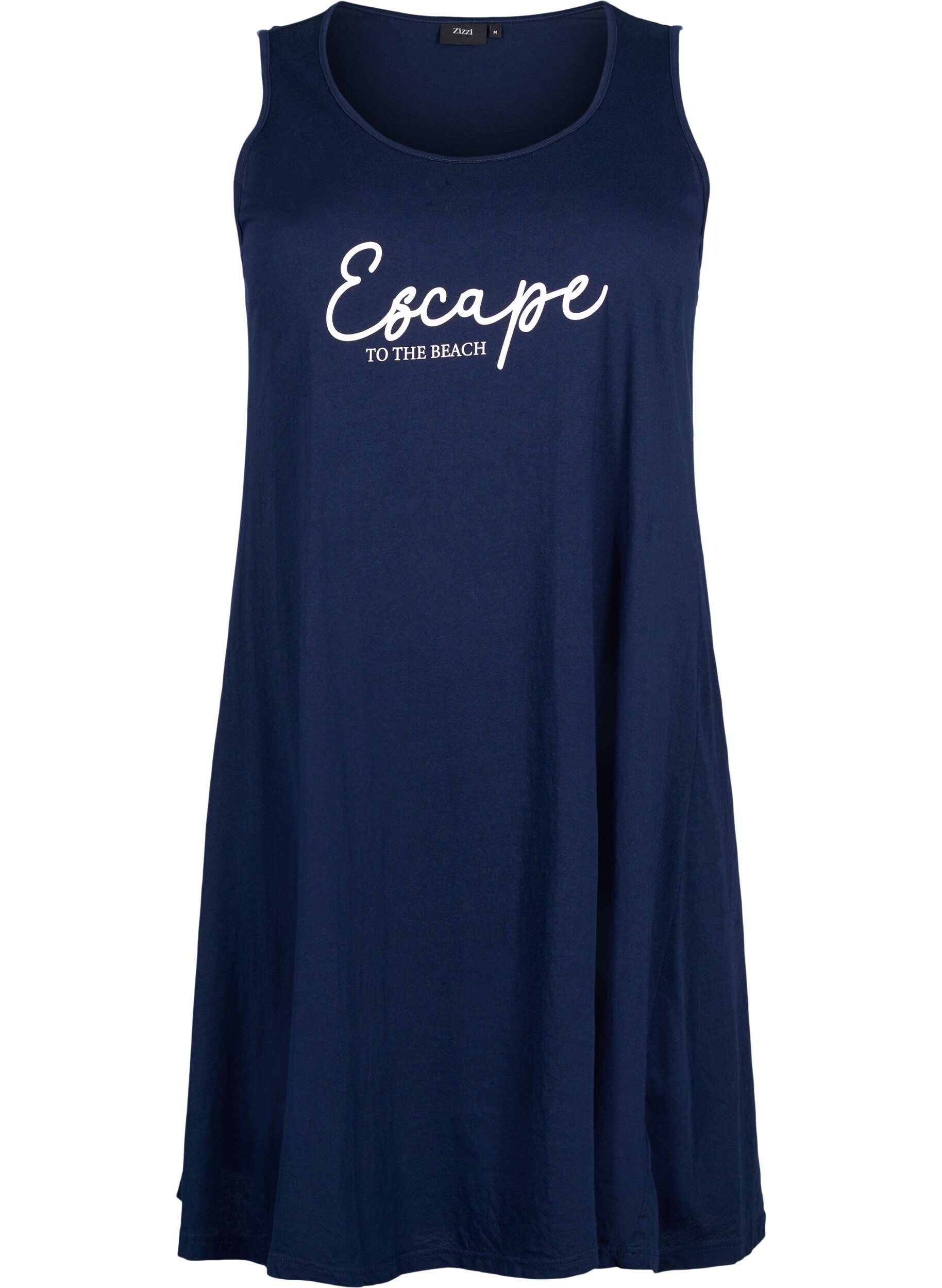Zizzi &Auml;rmelloses Kleid aus Baumwolle mit A-Linie, Navy B. W. Escape, Packshot image number 0