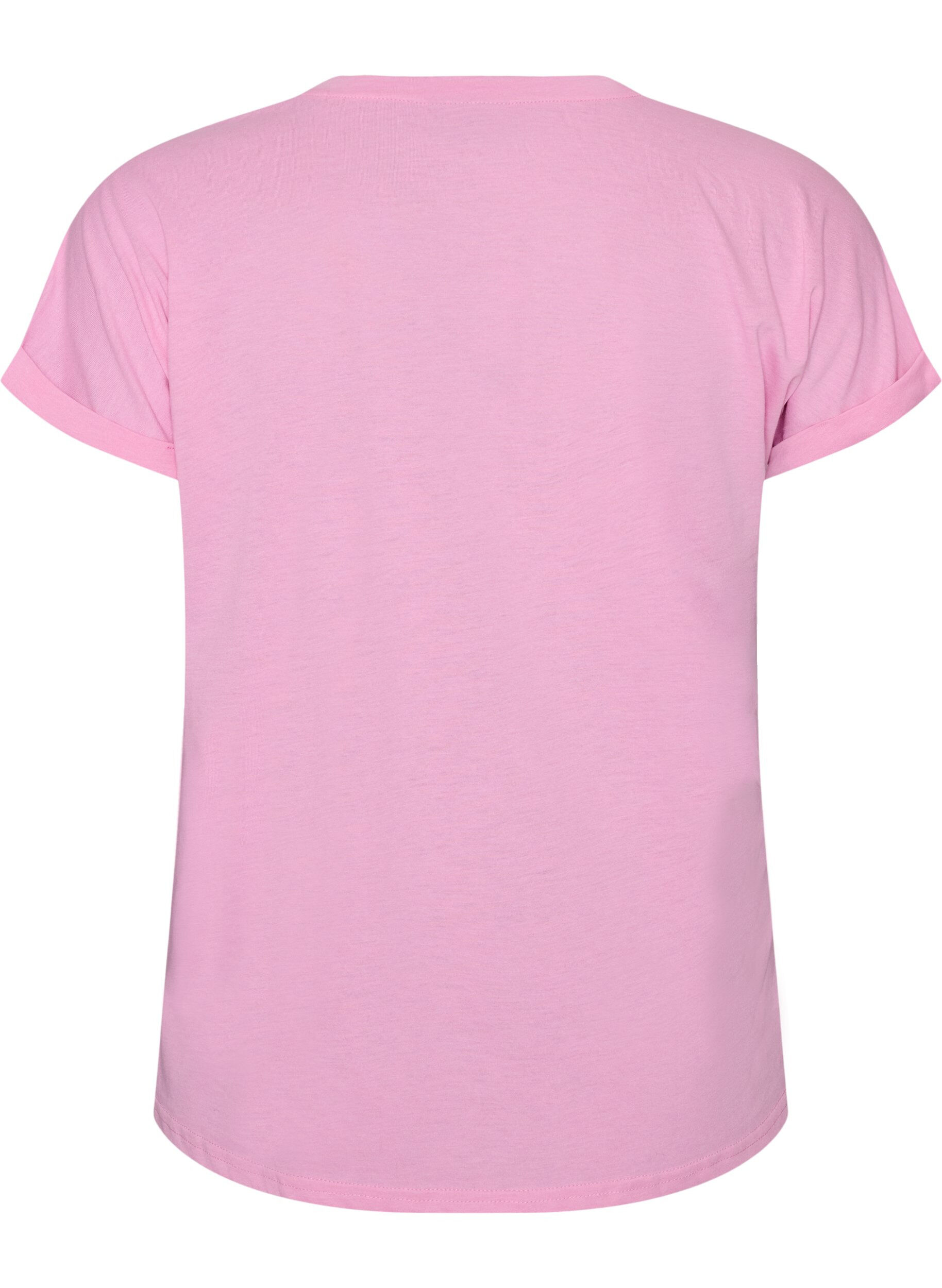ZizziKurz&auml;rmeliges T-Shirt aus einer Baumwollmischung, Pink, Packshot image number 1