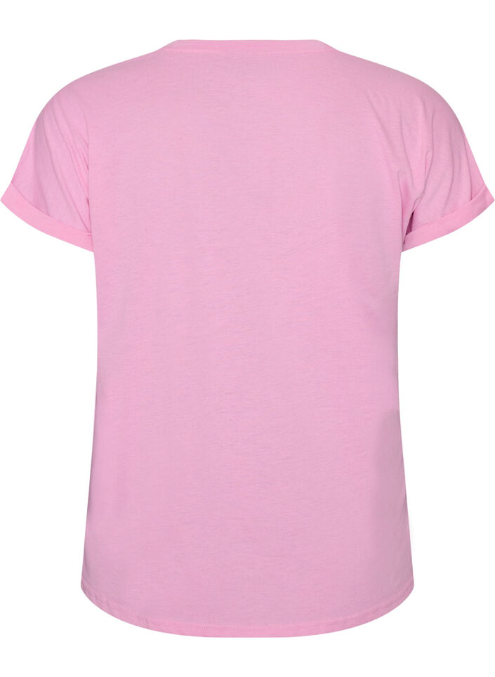 Kurz&auml;rmeliges T-Shirt aus einer Baumwollmischung, Pink, Packshot image number 1
