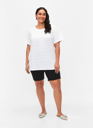 Kurzärmeliges Baumwoll-T-Shirt, Bright White, Model image number 2
