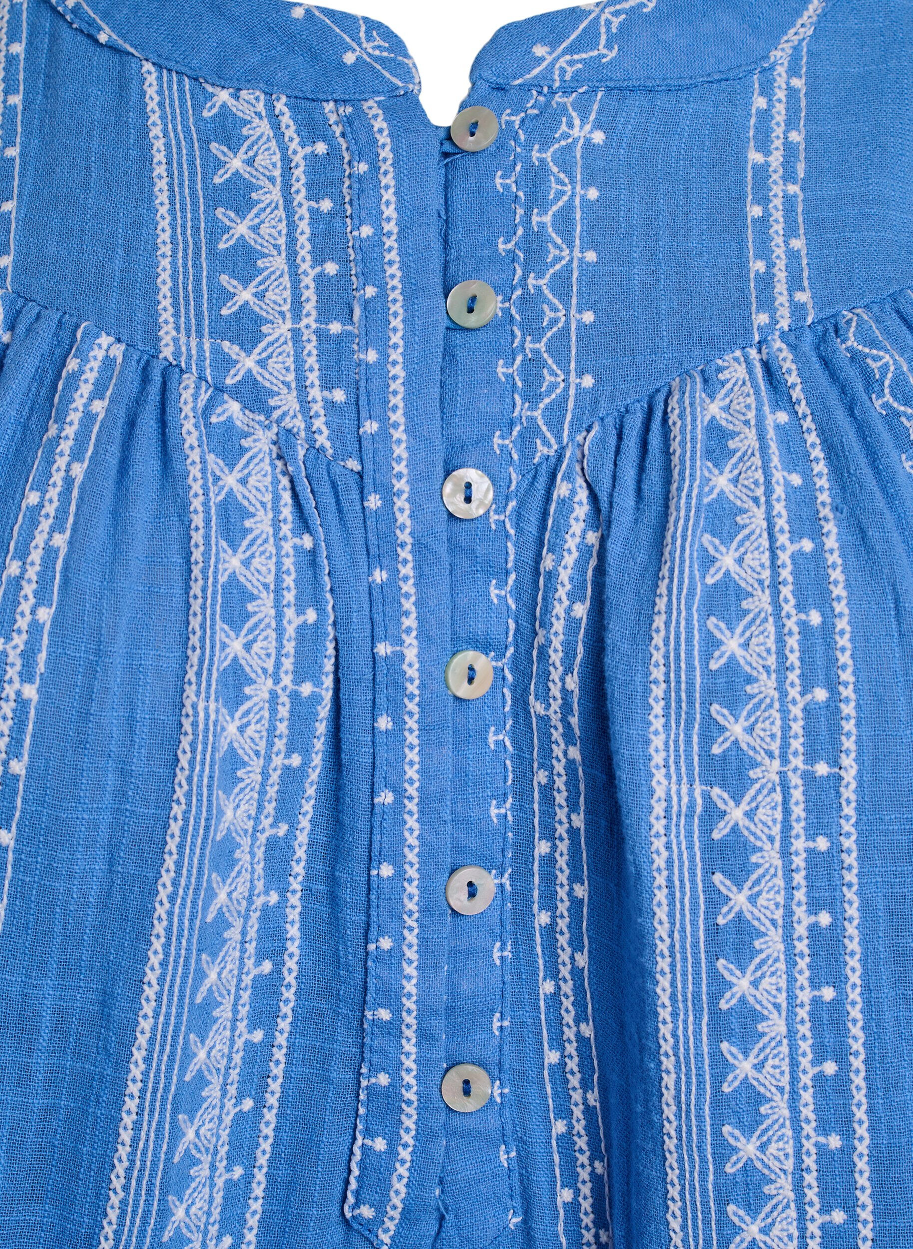 Zizzi Bluse mit aufgesticktem Muster, Blau, Packshot image number 2