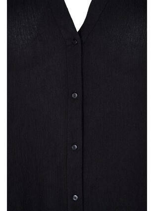 Kurzärmeliges Viskose-Shirt mit V-Ausschnitt, Black, Packshot image number 2