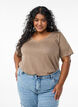 Kurz&auml;rmeliges Basic T-Shirt mit V-Ausschnitt, Braun, Model image number 0