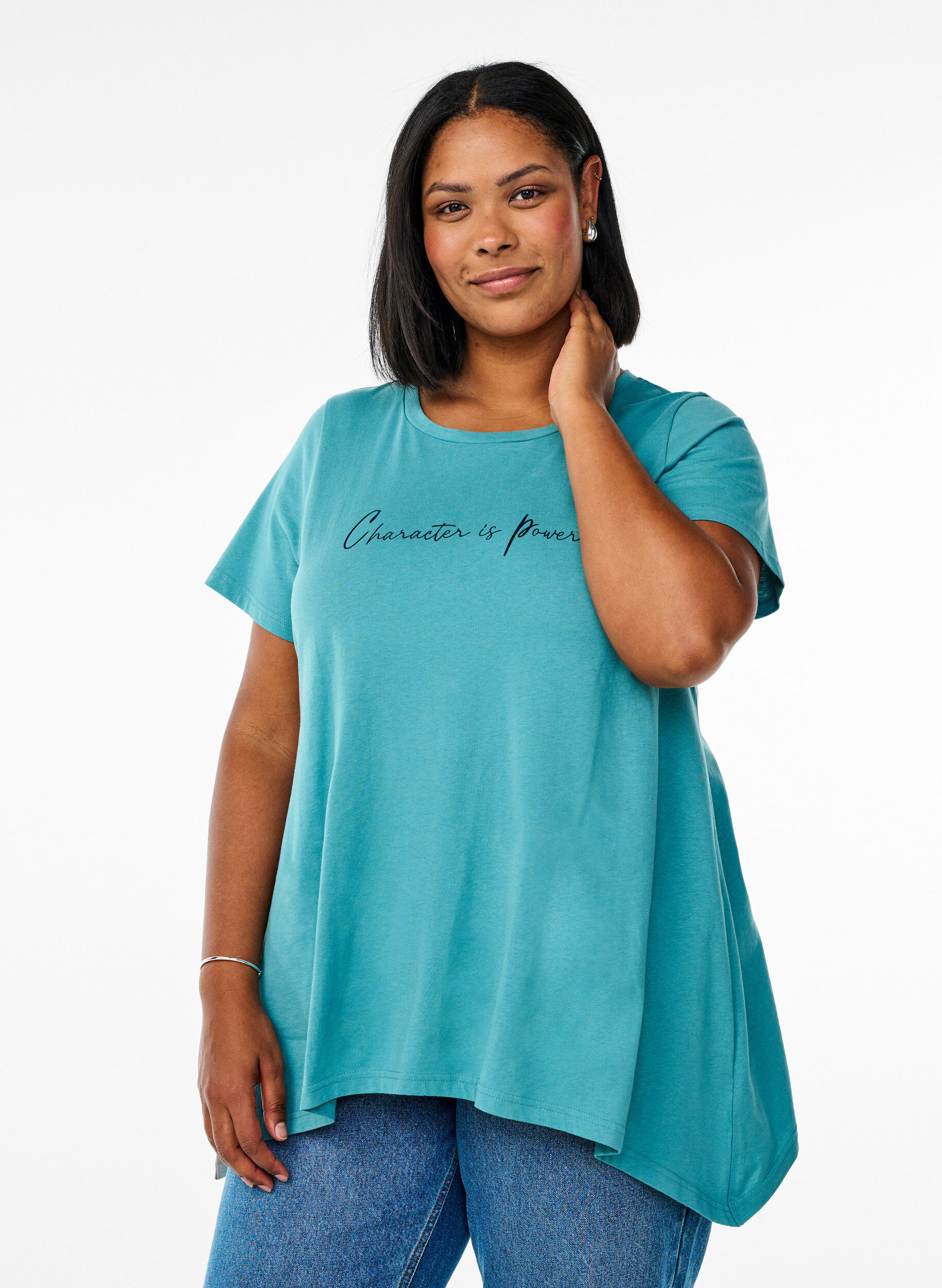 ZizziT-Shirt mit Rundhalsausschnitt und A-Linie, Gr&uuml;n, Model image number 0