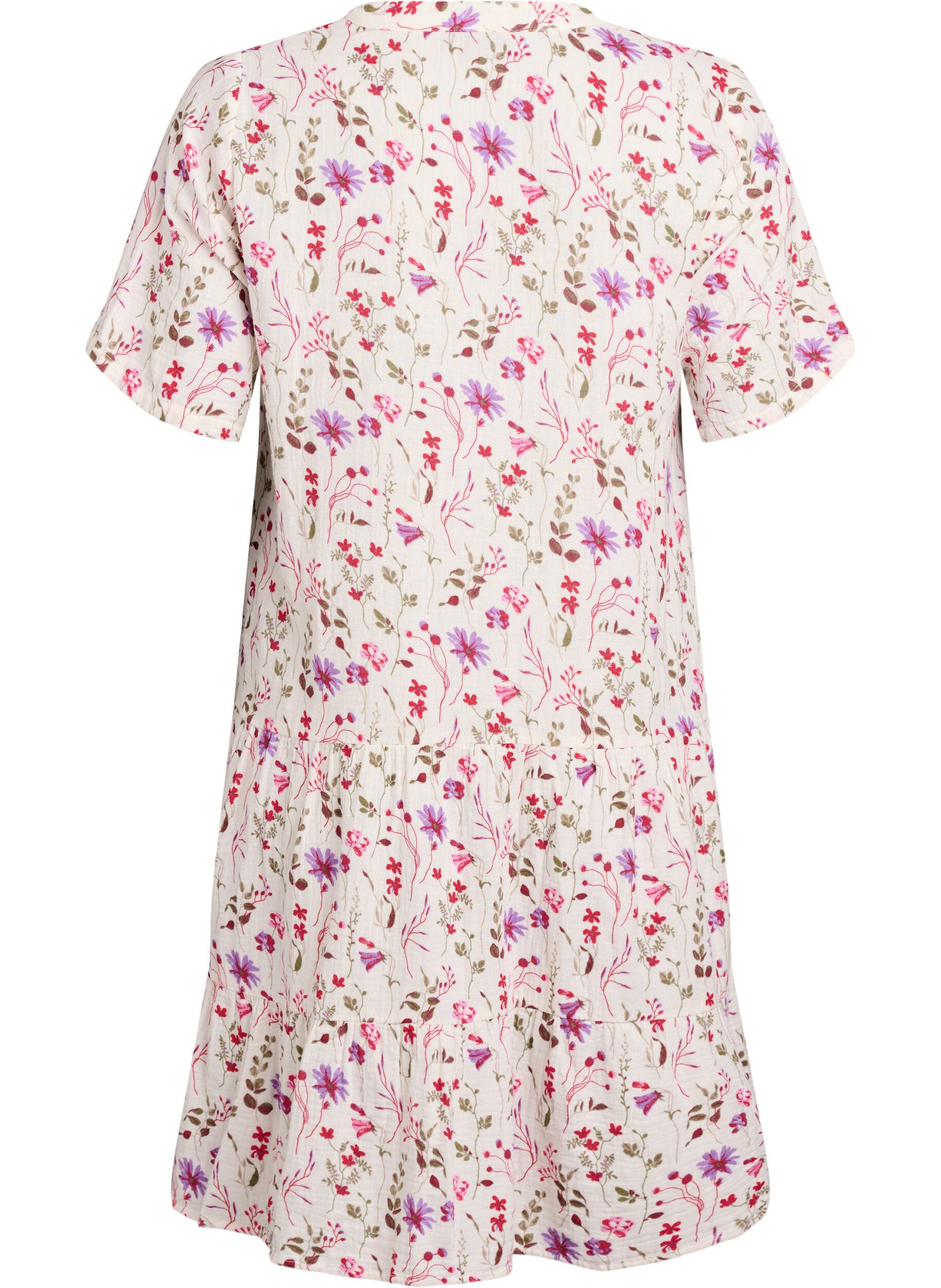 ZizziKurzes A-Linien-Kleid aus Baumwollmusselin, Beige, Packshot image number 1