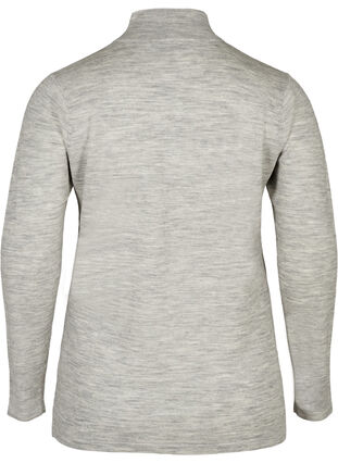 Eng sitzende Strickbluse aus 100% Wolle, Light Grey Melange, Packshot image number 1