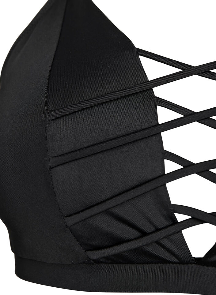 Bikini-Top mit Bänderdetail, Schwarz, Packshot image number 2