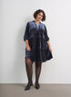 Kurzes Kleid aus Velours mit R&uuml;schenkragen und langen &Auml;rmeln, Blau, Model image number 1