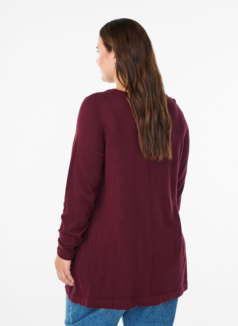 Gestrickte Bluse aus Baumwoll-Viskose-Mischung, Dunkles Bordeaux, Model image number 2