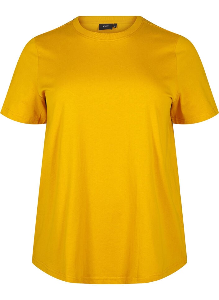Basic-T-Shirt aus Baumwolle mit Rundhalsausschnitt, Gelb, Packshot image number 0